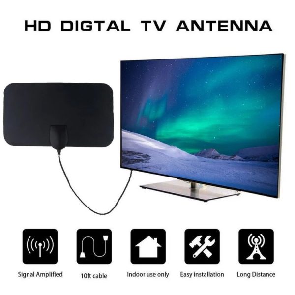 AN-1001 5dBi / 25dBi Indoor HDTV Antenna with Dual-side Sticker, VHF170-230 / UHF470-862MHz (Black) - Image 4