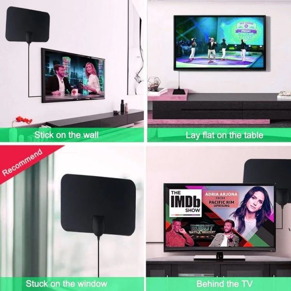 AN-1001 5dBi / 25dBi Indoor HDTV Antenna with Dual-side Sticker, VHF170-230 / UHF470-862MHz (Black) - Image 7