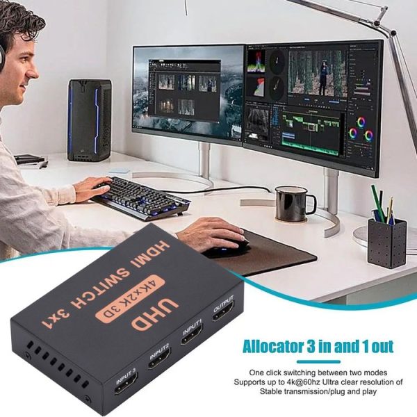 HDMI Switch 3 into 1 out 4Kx2K HD Video Switch, with Remote Control - Image 7