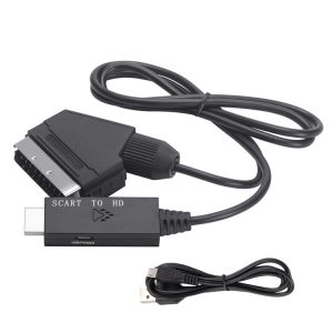 Scart To HDMI-Compatible Converter Video Audio Adapter Cable (Black)