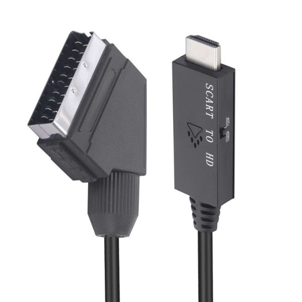 Scart To HDMI-Compatible Converter Video Audio Adapter Cable (Black) - Image 2