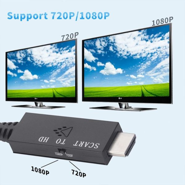 Scart To HDMI-Compatible Converter Video Audio Adapter Cable (Black) - Image 4