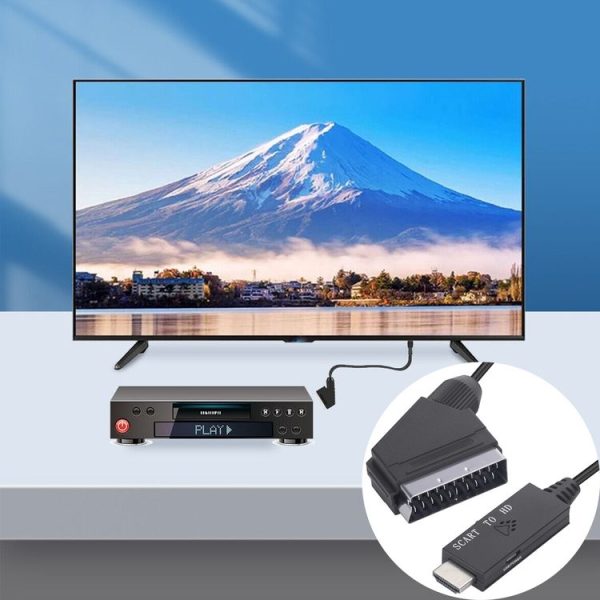Scart To HDMI-Compatible Converter Video Audio Adapter Cable (Black) - Image 6