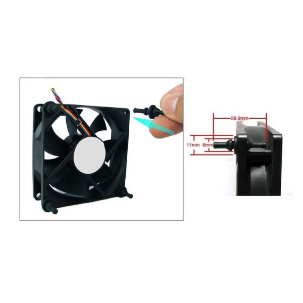 20 PCS 29.9mm Anti Vibration Soft Damping Nail Rubber Silicone Computer Fan Screw (Black) - Image 4