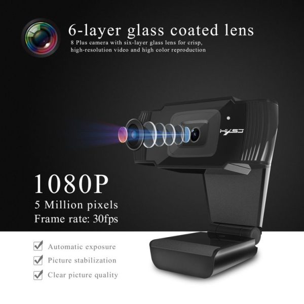 HXSJ S70 30fps 5 Megapixel 1080P Full HD Autofocus Webcam for Desktop / Laptop / Android TV, with Noise Reduction Microphone, Cable Length: 1.4m - Image 6