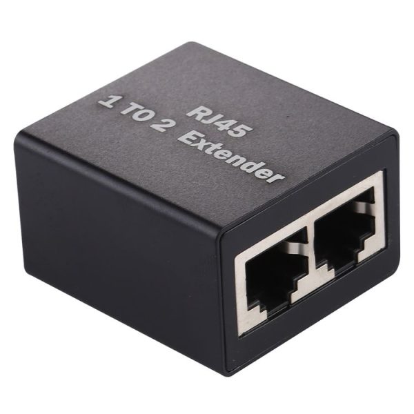 RJ45 1 to 2 Aluminum Alloy Expansion Head Extender (Black) - Image 2