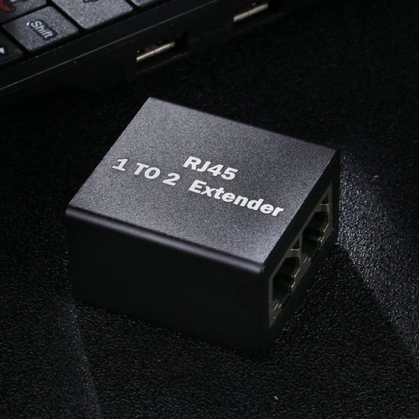 RJ45 1 to 2 Aluminum Alloy Expansion Head Extender (Black) - Image 5