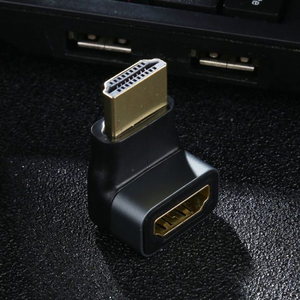 HDMI male to HDMI Female 90 Degree Elbow Head Aluminium Alloy Adapter (Black) - Image 5