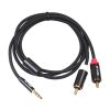 REXLIS 3635 3.5mm Male to Dual RCA Gold-plated Plug Black Cotton Braided Audio Cable for RCA Input Interface Active Speaker, Length: 1m - Image 3