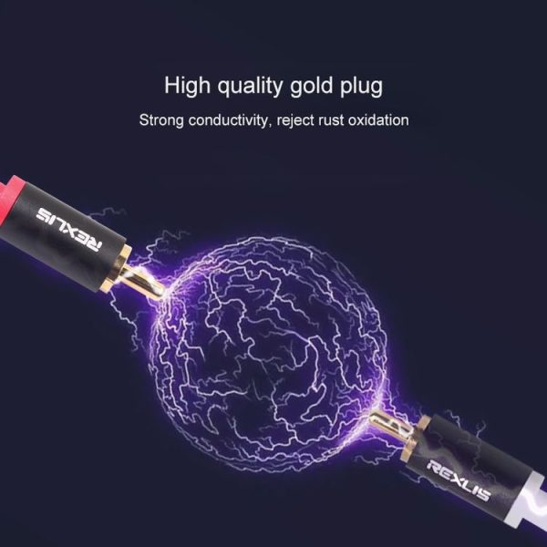 REXLIS 3635 3.5mm Male to Dual RCA Gold-plated Plug Black Cotton Braided Audio Cable for RCA Input Interface Active Speaker, Length: 1.8m - Image 10