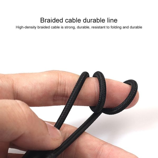 REXLIS 3635 3.5mm Male to Dual RCA Gold-plated Plug Black Cotton Braided Audio Cable for RCA Input Interface Active Speaker, Length: 1.8m - Image 6