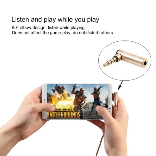 REXLIS BK3567 3.5mm Male + 3.5mm Female L-shaped 90 Degree Elbow Gold-plated Plug Gold Audio Interface Extension Adapter for 3.5mm Interface Devices, Support Earphones with Microphone - Image 4