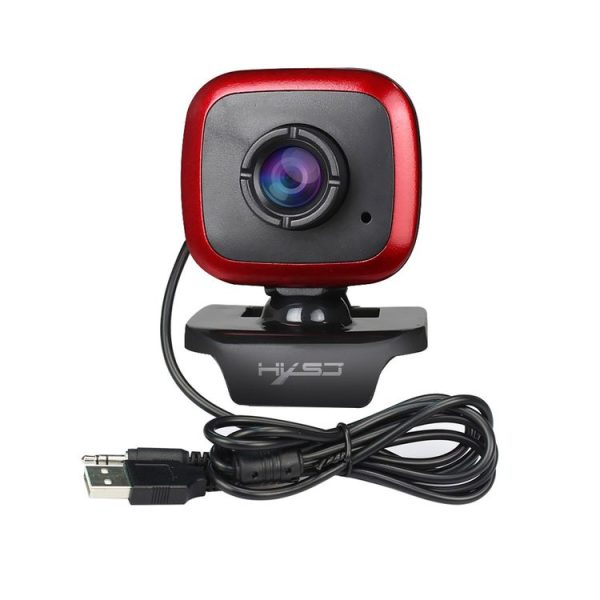 HXSJ A849 480P Adjustable 360 Degree HD Video Webcam PC Camera with Microphone (Black Red) - Image 2