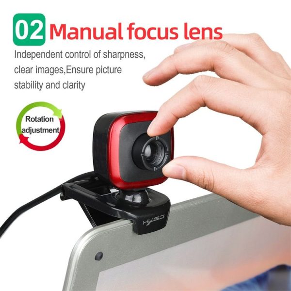 HXSJ A849 480P Adjustable 360 Degree HD Video Webcam PC Camera with Microphone (Black Red) - Image 4
