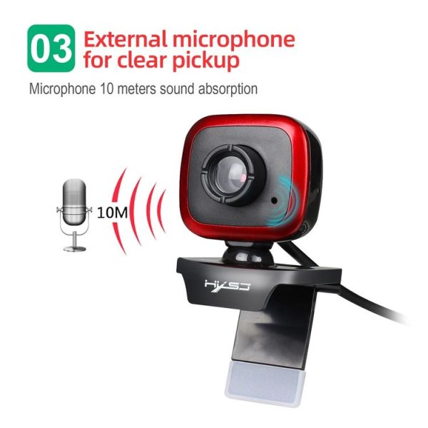 HXSJ A849 480P Adjustable 360 Degree HD Video Webcam PC Camera with Microphone (Black Red) - Image 5