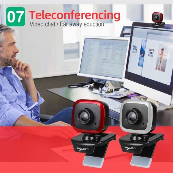 HXSJ A849 480P Adjustable 360 Degree HD Video Webcam PC Camera with Microphone (Black Red) - Image 9