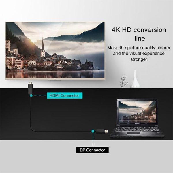 4K x 2K DP to HDMI Converter Cable, Cable Length: 1.8m (Black) - Image 5