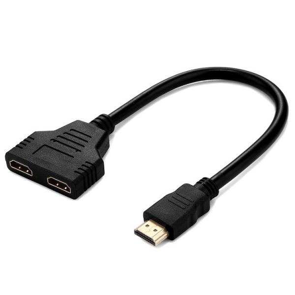 30cm HDMI Male to Dual HDMI Female 1.4 Version Cable Connector Adapter - Image 2