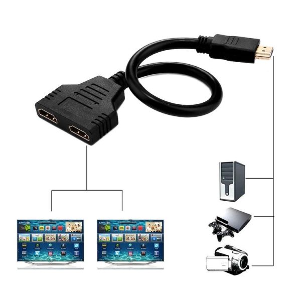 30cm HDMI Male to Dual HDMI Female 1.4 Version Cable Connector Adapter - Image 4