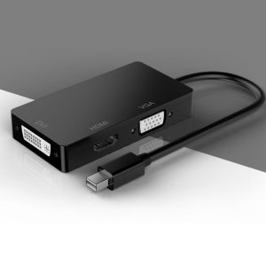 Basix D1 Mini DP to HDMI + DVI + VGA 1080P Multi-function Converter, Cable Length: 15cm (Black)