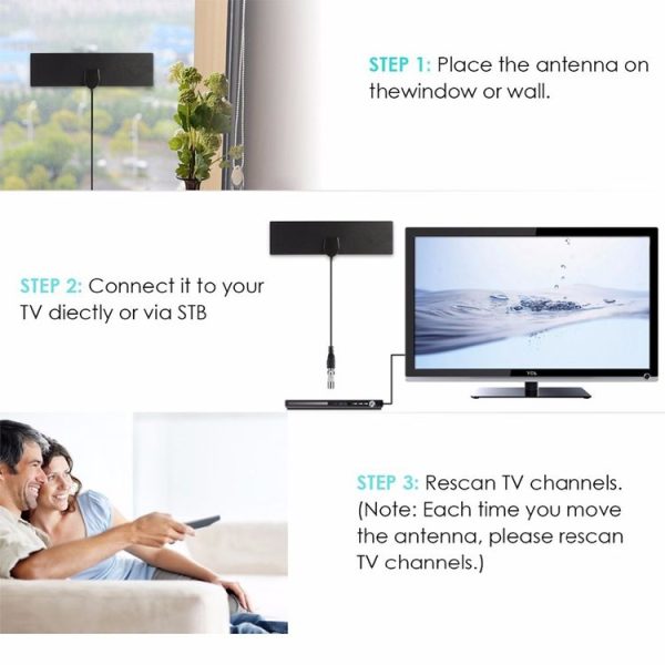 25 Miles Range 28dBi High Gain Amplified Digital HDTV Indoor Outdoor TV Antenna with 3.7m Coaxial Cable & IEC Adapter - Image 8