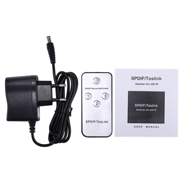 NK-3X1 Full HD SPDIF / Toslink Digital Optical Audio 3 x 1 Switcher Extender with IR Remote Controller - Image 6
