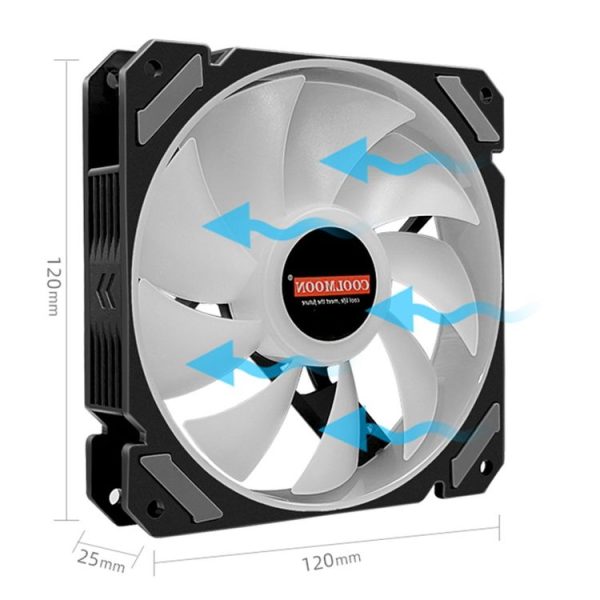 COOLMOON 12 Single Color RGB Light Remote Control Radiator Computer Case Cooler (Black) - Image 2