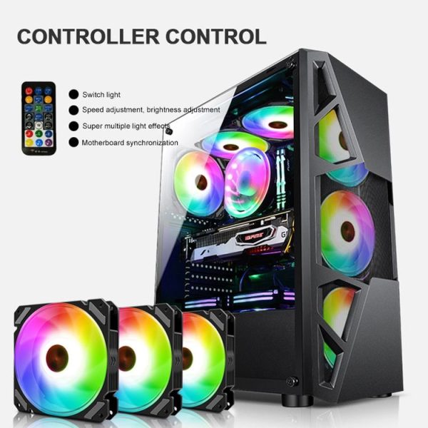 COOLMOON 12 Single Color RGB Light Remote Control Radiator Computer Case Cooler (Black) - Image 6