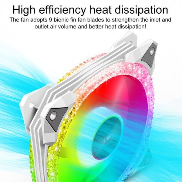 COOLMOON AS2 PWM Controlled Cooling Fan 12CM Dual-aperture Computer Water Cooling ARGB Chassis Fan (White) - Image 3