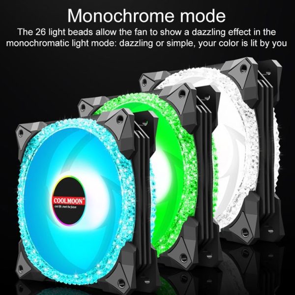 COOLMOON AS2 PWM Controlled Cooling Fan 12CM Dual-aperture Computer Water Cooling ARGB Chassis Fan (White) - Image 4