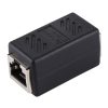 Crystal Network Straight Through Head-line Connector Pair Terminal Female to Double Head RJ45 Interface Extension Device (Black) - Image 2