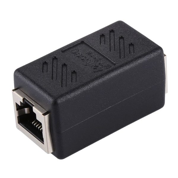 Crystal Network Straight Through Head-line Connector Pair Terminal Female to Double Head RJ45 Interface Extension Device (Black) - Image 2