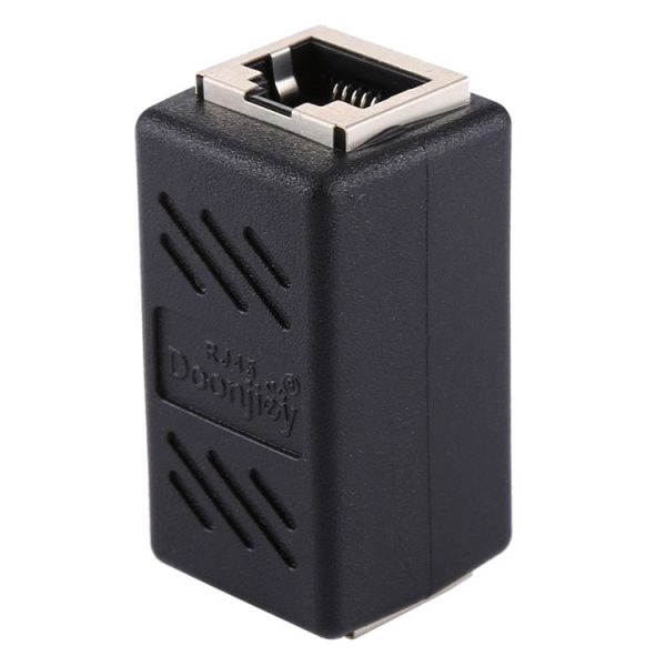 Crystal Network Straight Through Head-line Connector Pair Terminal Female to Double Head RJ45 Interface Extension Device (Black) - Image 3