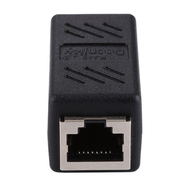 Crystal Network Straight Through Head-line Connector Pair Terminal Female to Double Head RJ45 Interface Extension Device (Black) - Image 5