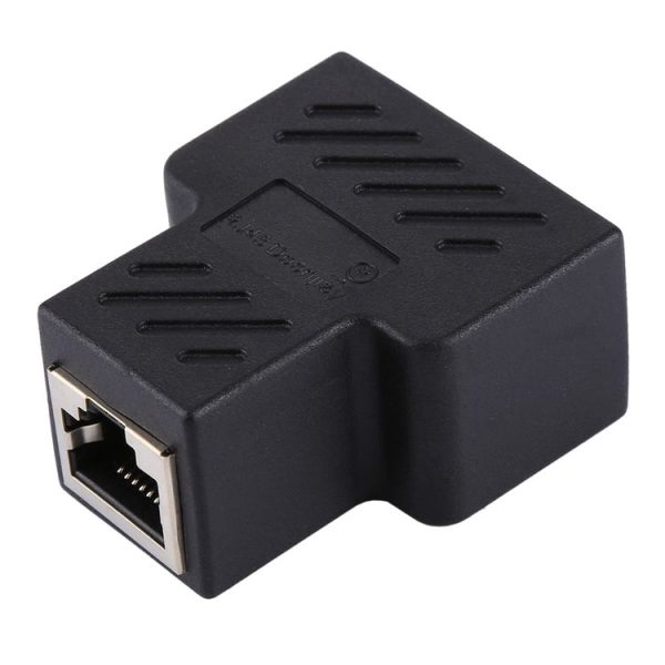 Crystal Network Straight Through Head-line Connector Terminal Female to Female Three Head RJ45 Interface Extension Device (Black) - Image 2