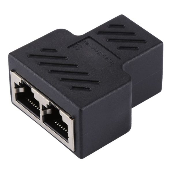 Crystal Network Straight Through Head-line Connector Terminal Female to Female Three Head RJ45 Interface Extension Device (Black) - Image 3