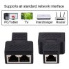 Crystal Network Straight Through Head-line Connector Terminal Female to Female Three Head RJ45 Interface Extension Device (Black) - Image 4