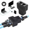 Crystal Network Straight Through Head-line Connector Terminal Female to Female Three Head RJ45 Interface Extension Device (Black) - Image 5