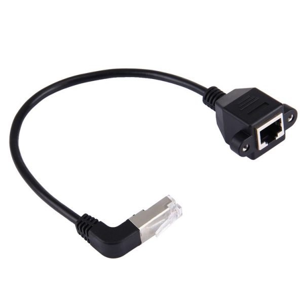 30cm RJ45 Male Bent Upward to RJ45 Female LAN Extension Cable - Image 2