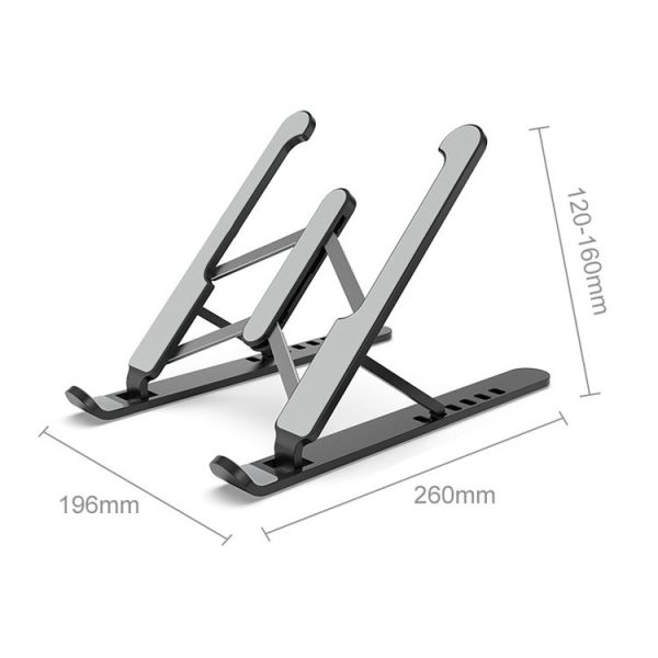 Laptop Stand Desktop Raise Bracket Cooling Base Lifting Holder Foldable (Black) - Image 2
