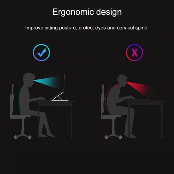 Laptop Stand Desktop Raise Bracket Cooling Base Lifting Holder Foldable (Black) - Image 7