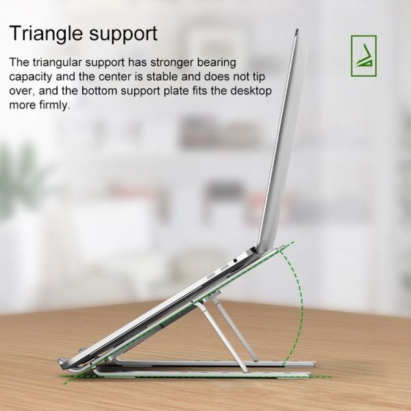 Portable Adjustable Laptop Stand Desktop Lifting Height Increase Rack Folding Heat Dissipation Holder, Style: Ordinary (Silver) - Image 5