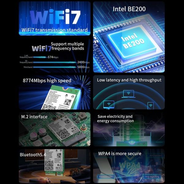 COMFAST CF-BE200-M WiFi7 BT5.4 Tri-Band Wireless Network Adapter M.2 Network WiFi Module - Image 6