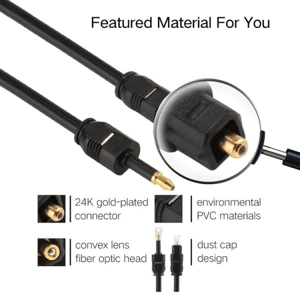 2m OD4.0mm Toslink Male to 3.5mm Mini Toslink Male Digital Optical Audio Cable - Image 3