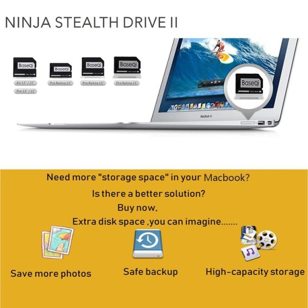 BASEQI 303ASV Hidden Aluminum Alloy SD Card Case for Macbook Pro Retina 13.3 inch Laptops - Image 5