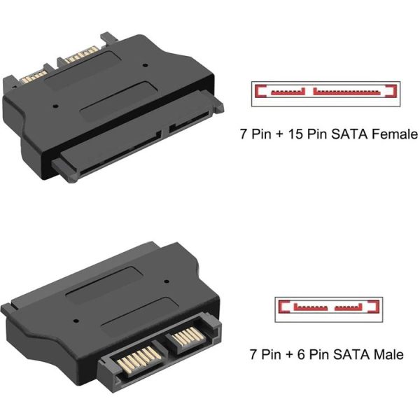 SATA 22 Pin Female to SLIMLINE SATA 13 Pin Male Adapter - Image 4