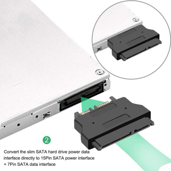 SATA 22 Pin Female to SLIMLINE SATA 13 Pin Male Adapter - Image 6