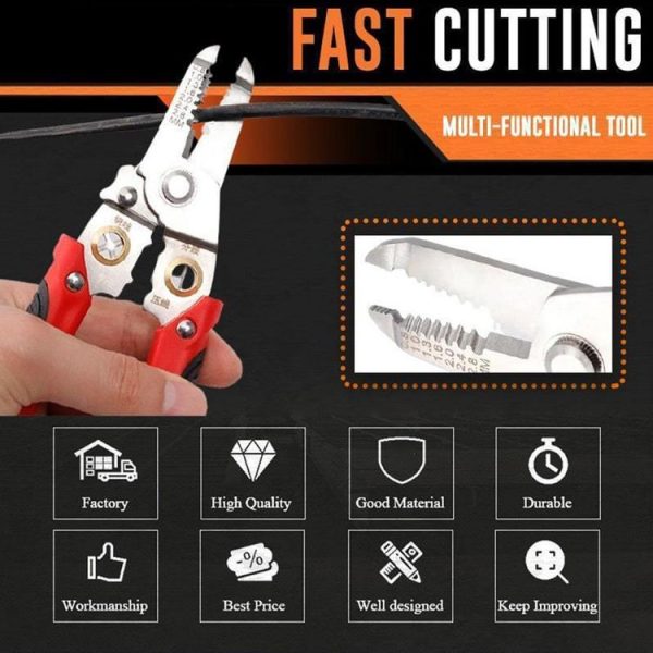 Multi-functional Wire Splitting Pliers Electrician Manual Tool (Red) - Image 3