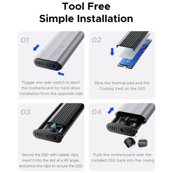 ORICO AXM2-G2-GY-BP M.2 NVMe SSD Enclosure with Silicone Protective Case & Type-C Cable - Image 11
