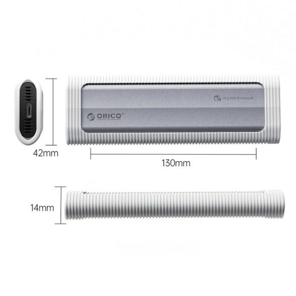 ORICO AXM2-G2-GY-BP M.2 NVMe SSD Enclosure with Silicone Protective Case & Type-C Cable - Image 2
